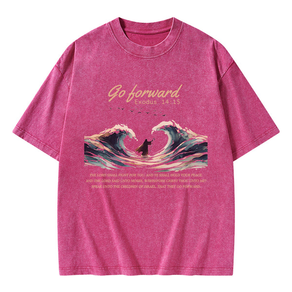 Go Forward Moses Christian Washed T-Shirt