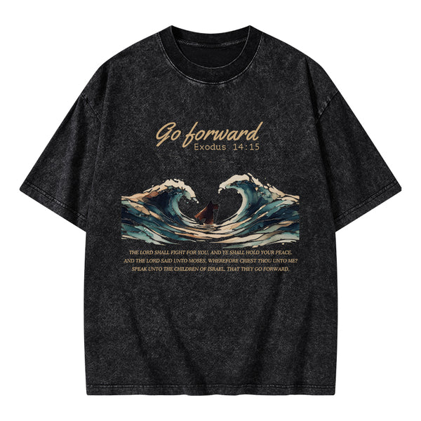 Go Forward Moses Christian Washed T-Shirt