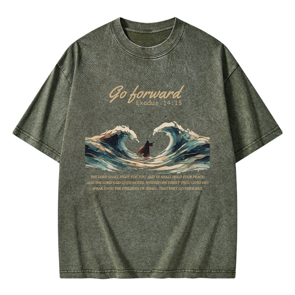 Go Forward Moses Christian Washed T-Shirt