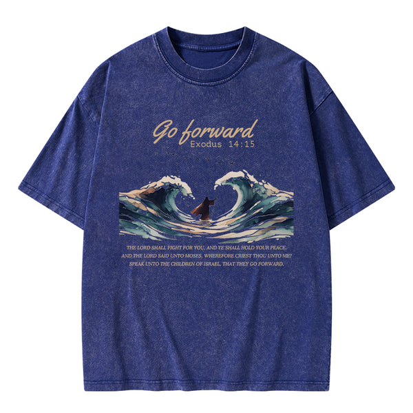 Go Forward Moses Christian Washed T-Shirt