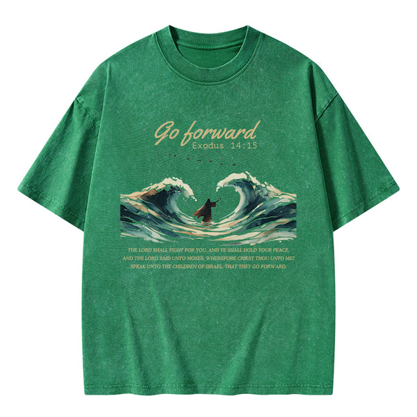 Go Forward Moses Christian Washed T-Shirt