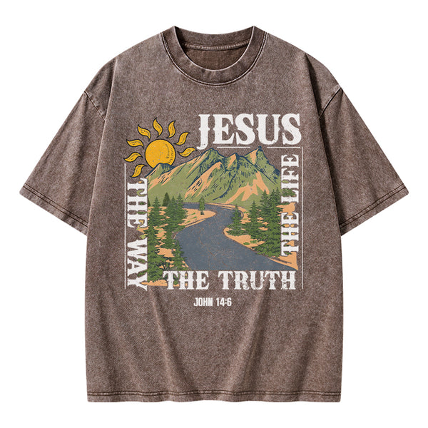 Jesus The Way The Life The Truth Christian Washed T-Shirt