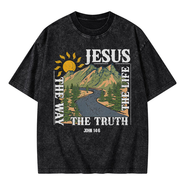 Jesus The Way The Life The Truth Christian Washed T-Shirt