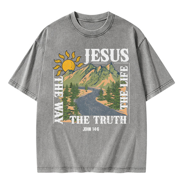 Jesus The Way The Life The Truth Christian Washed T-Shirt