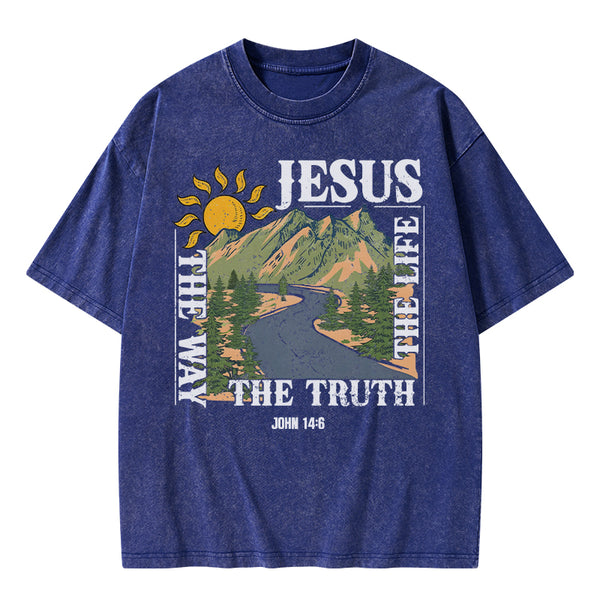 Jesus The Way The Life The Truth Christian Washed T-Shirt