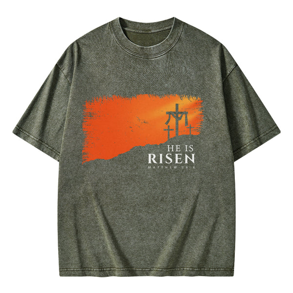 He Is Risen Christian Washed T-Shirt
