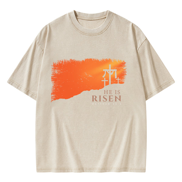 He Is Risen Christian Washed T-Shirt