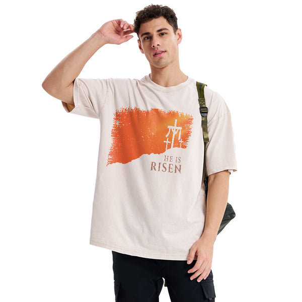 He Is Risen Christian Washed T-Shirt