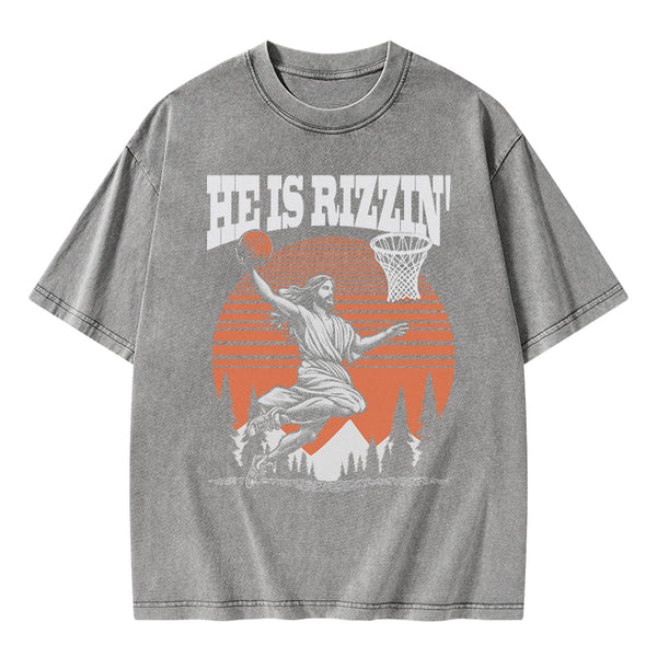 He is Rizzin Jesus Chrsitian Washed T-Shirt