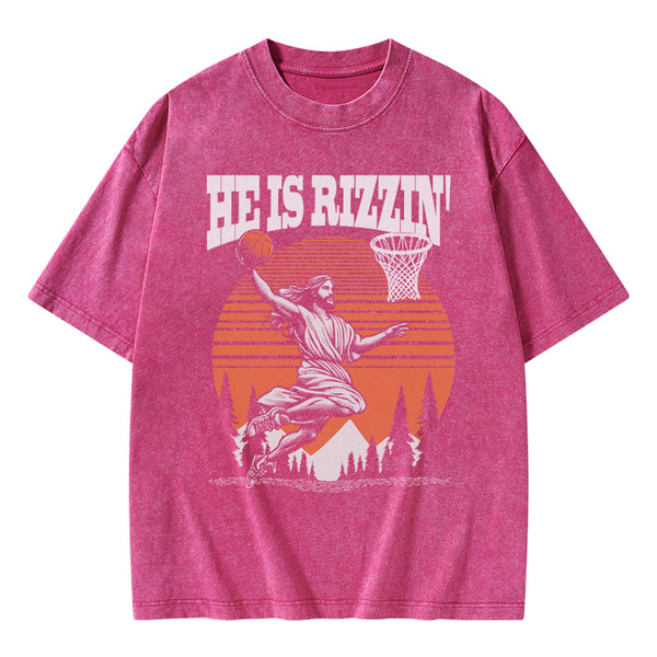 He is Rizzin Jesus Chrsitian Washed T-Shirt