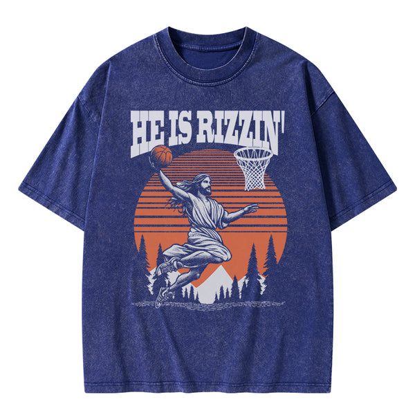 He is Rizzin Jesus Chrsitian Washed T-Shirt
