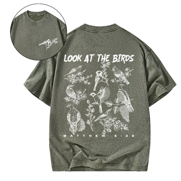 Look At The Birds Christian Washed T-Shirt