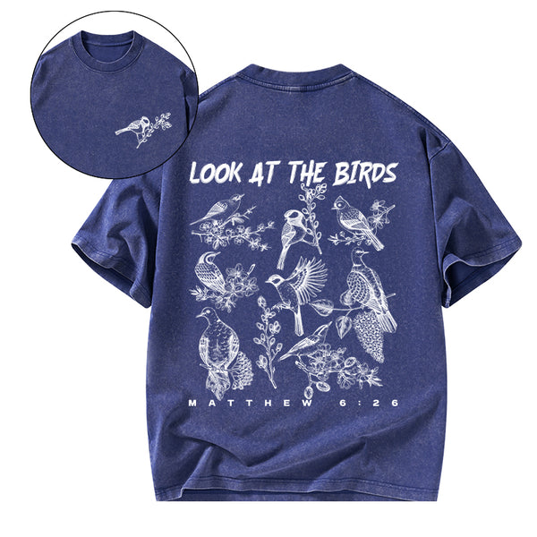 Look At The Birds Christian Washed T-Shirt