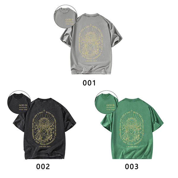 God Is Sovereign Over Time Christian Washed T-Shirt