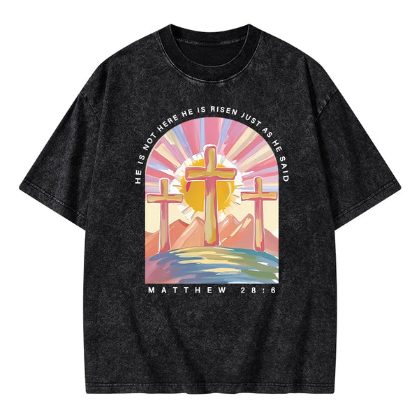 He Is Not Here Christian Washed T-Shirt