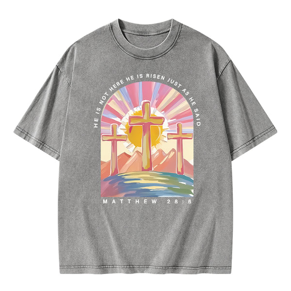He Is Not Here Christian Washed T-Shirt