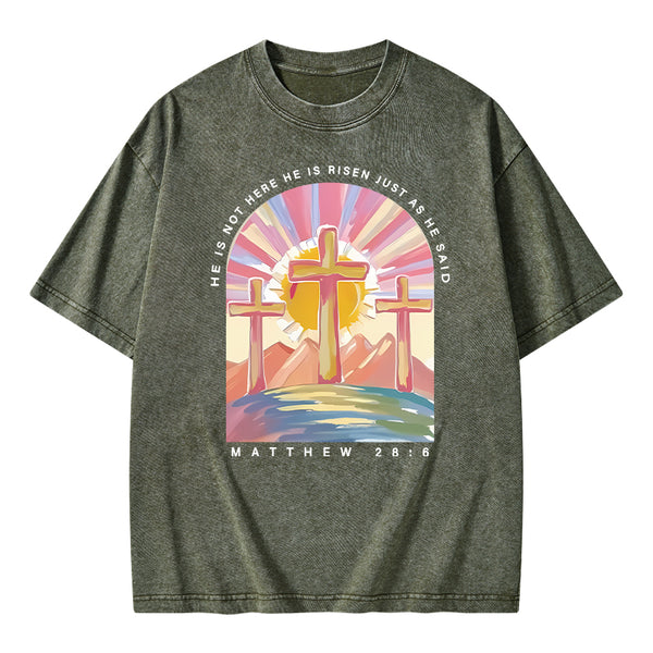 He Is Not Here Christian Washed T-Shirt