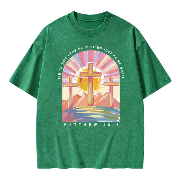 He Is Not Here Christian Washed T-Shirt