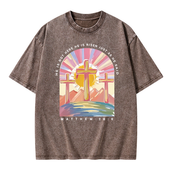 He Is Not Here Christian Washed T-Shirt