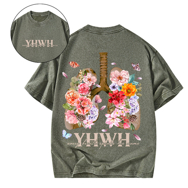 Every Breath Speaks His Name Christian Washed T-Shirt
