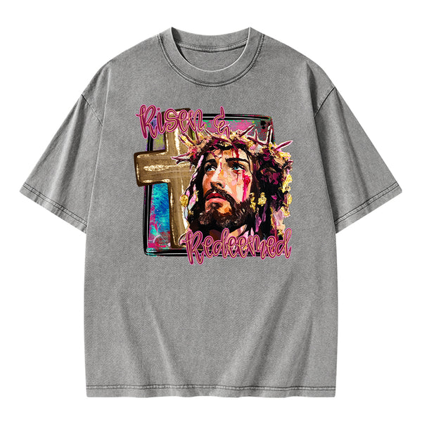 Risen And Redeemed Christian Washed T-Shirt