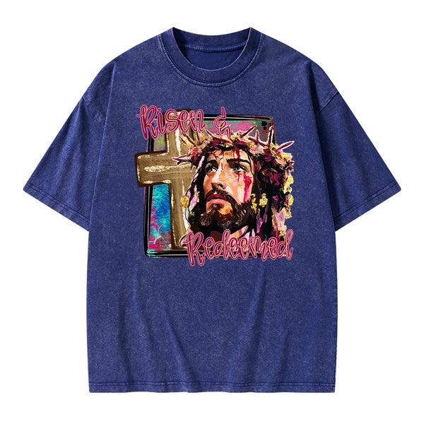 Risen And Redeemed Christian Washed T-Shirt