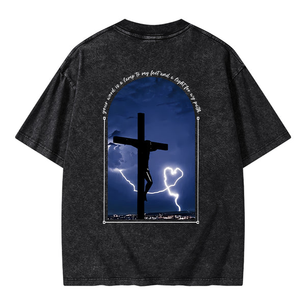 God Word Is A Light For My Path Christian Washed T-Shirt