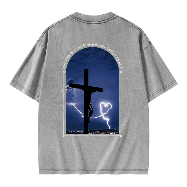 God Word Is A Light For My Path Christian Washed T-Shirt