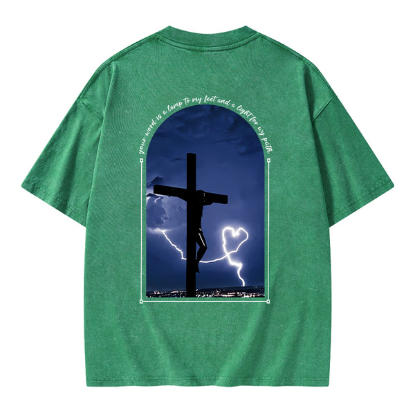 God Word Is A Light For My Path Christian Washed T-Shirt