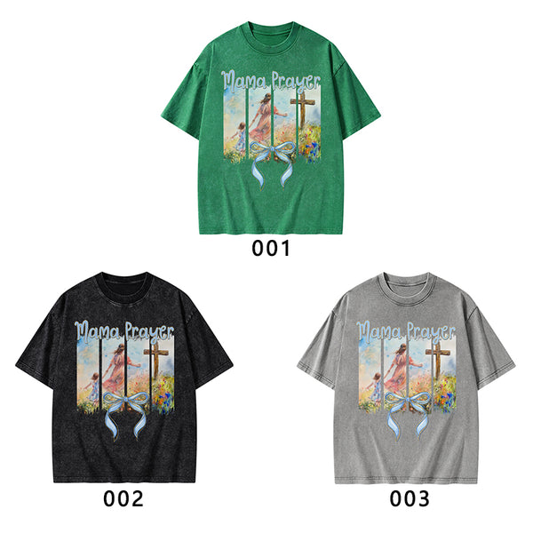Mama Prayer Christian Washed T-Shirt