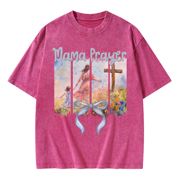 Mama Prayer Christian Washed T-Shirt