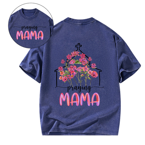 Praying Mom Christian Washed T-Shirt