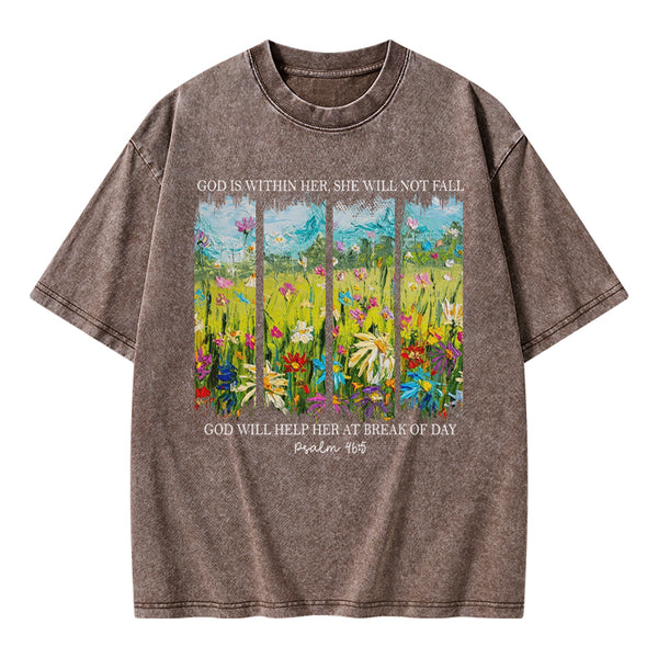 God Is Within Her Christian Washed T-Shirt