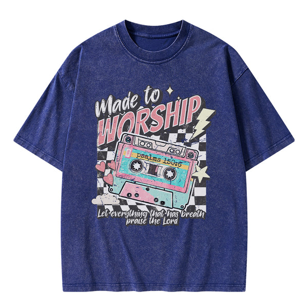 GC-WTS1871 Made To Worship Christian Washed T-Shirt