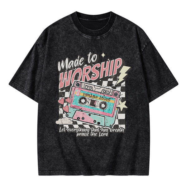 GC-WTS1871 Made To Worship Christian Washed T-Shirt