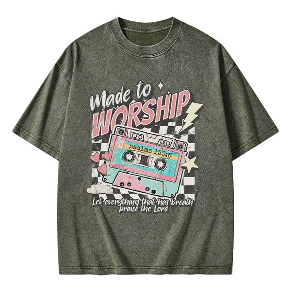 GC-WTS1871 Made To Worship Christian Washed T-Shirt