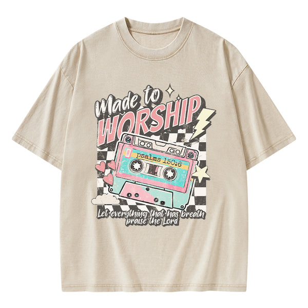 GC-WTS1871 Made To Worship Christian Washed T-Shirt
