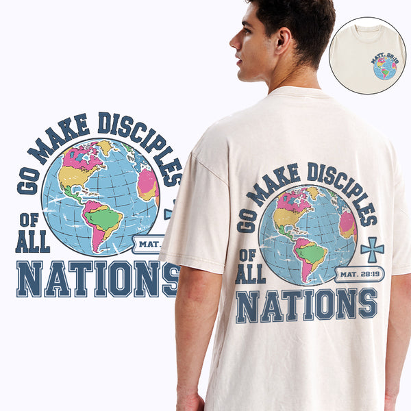 Retro Go Make Disciples Christian Washed T-Shirt