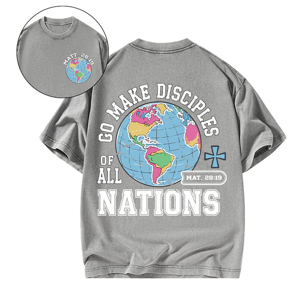 Retro Go Make Disciples Christian Washed T-Shirt