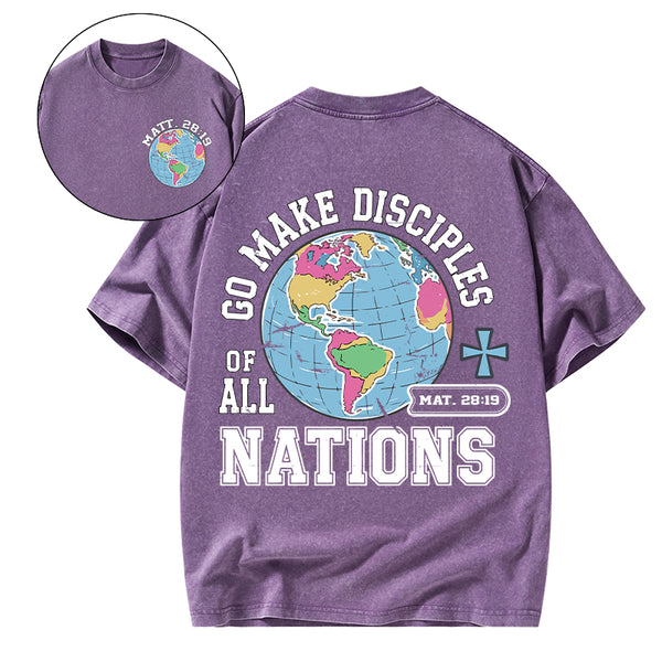 Retro Go Make Disciples Christian Washed T-Shirt