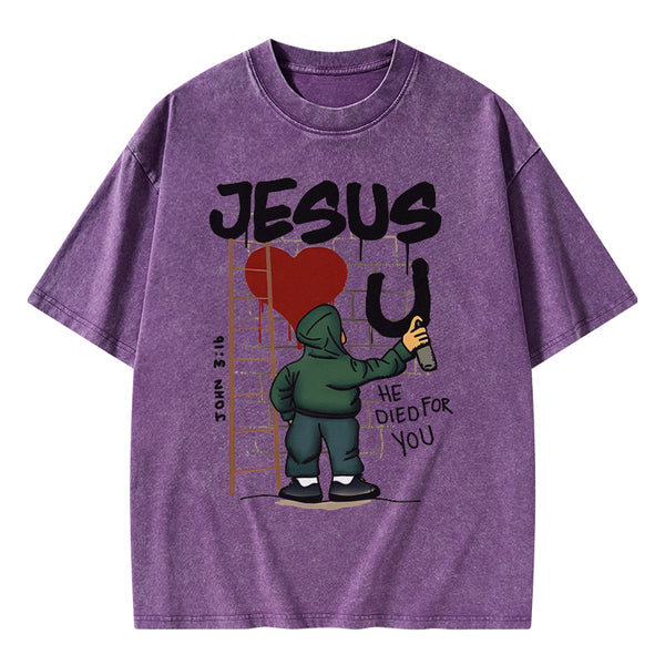 Jesus Loves You Christian Washed T-Shirt