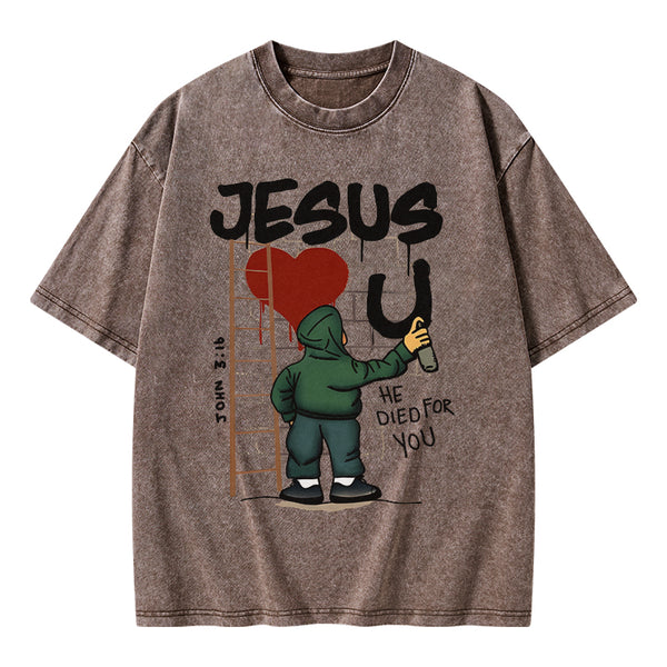 Jesus Loves You Christian Washed T-Shirt