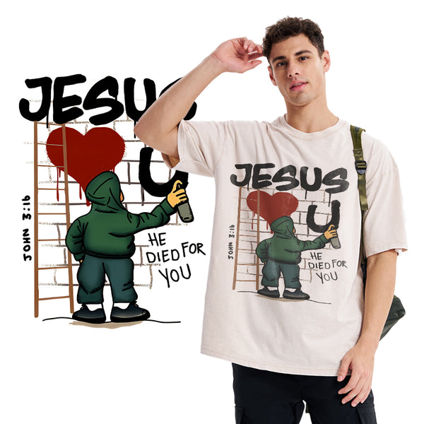 Jesus Loves You Christian Washed T-Shirt