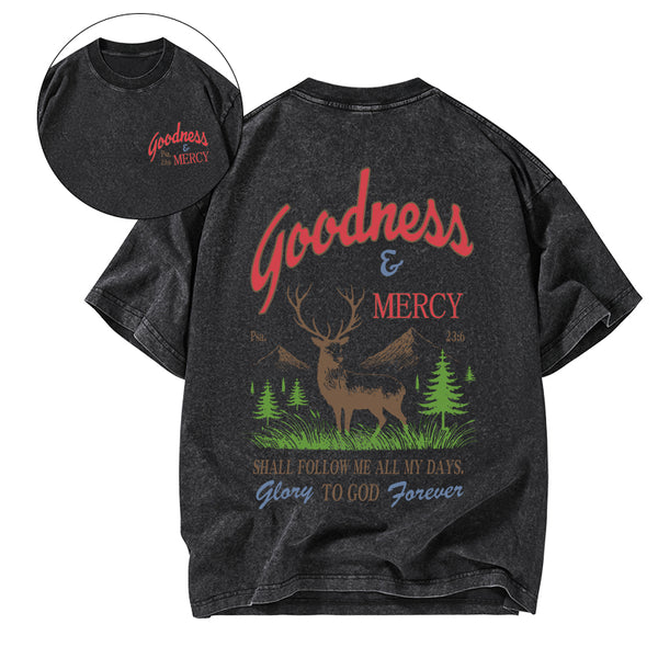 Goodness And Mercy Christian Washed T-Shirt