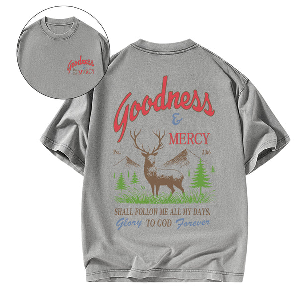 Goodness And Mercy Christian Washed T-Shirt