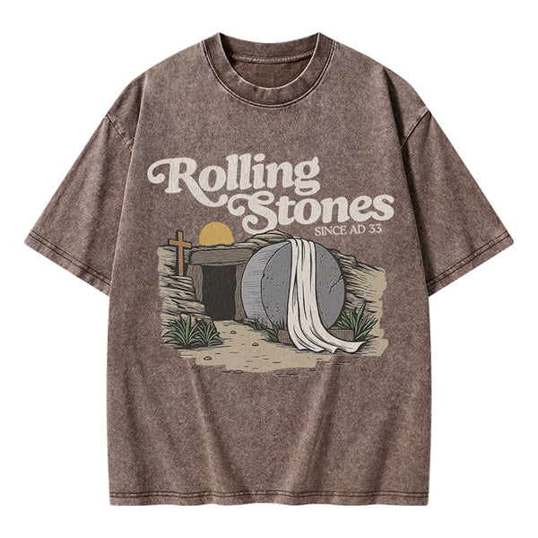 GC-WTS2021 Rolling Stone Since AD 33 Christian Washed T-Shirt