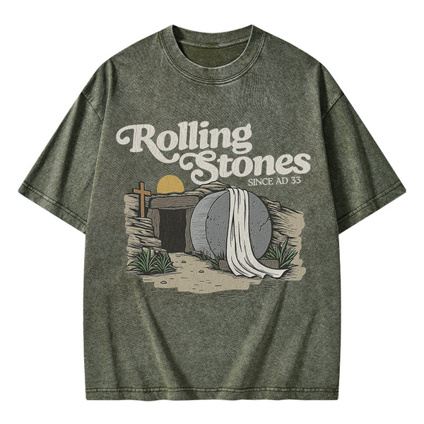 GC-WTS2021 Rolling Stone Since AD 33 Christian Washed T-Shirt