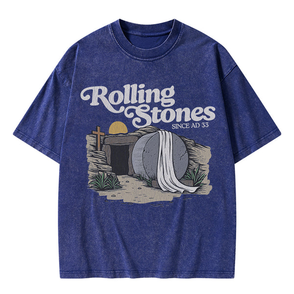 GC-WTS2021 Rolling Stone Since AD 33 Christian Washed T-Shirt