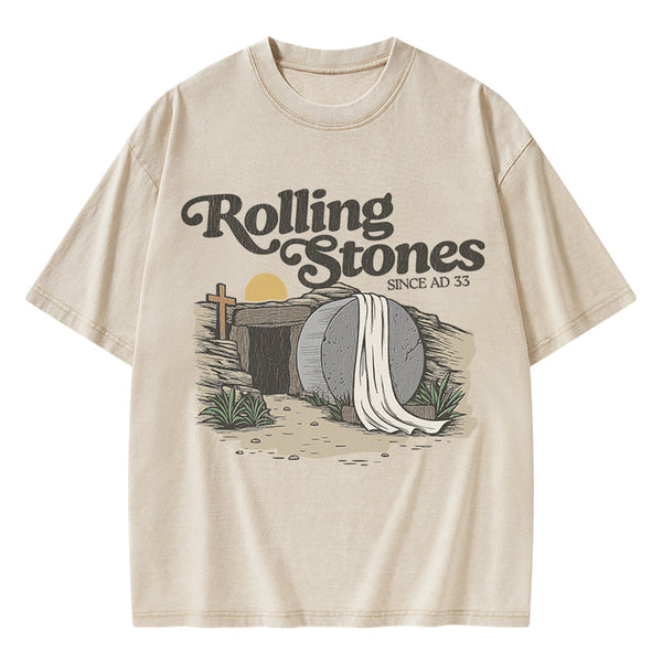 GC-WTS2021 Rolling Stone Since AD 33 Christian Washed T-Shirt