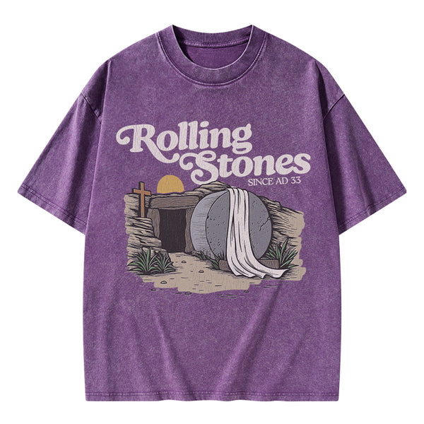GC-WTS2021 Rolling Stone Since AD 33 Christian Washed T-Shirt